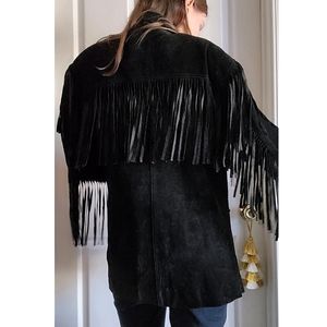 Elegant Black Fringe Leather Jacket